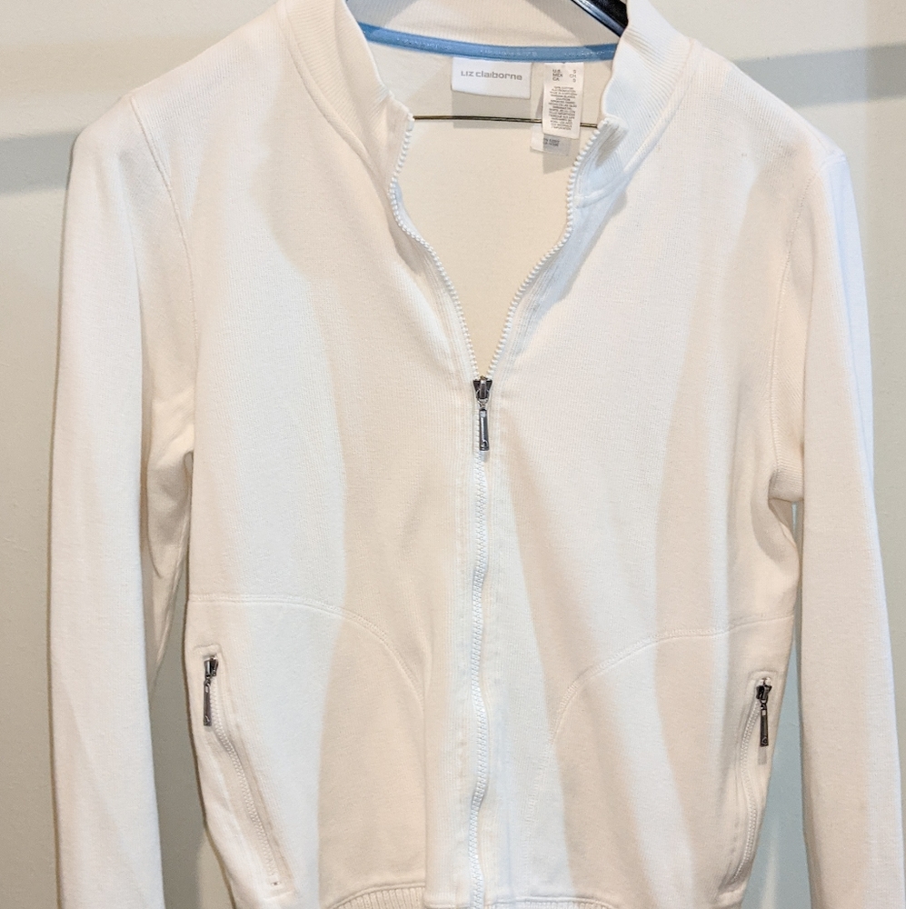 LIZ CLAIBORNE WHITE ZIP UP